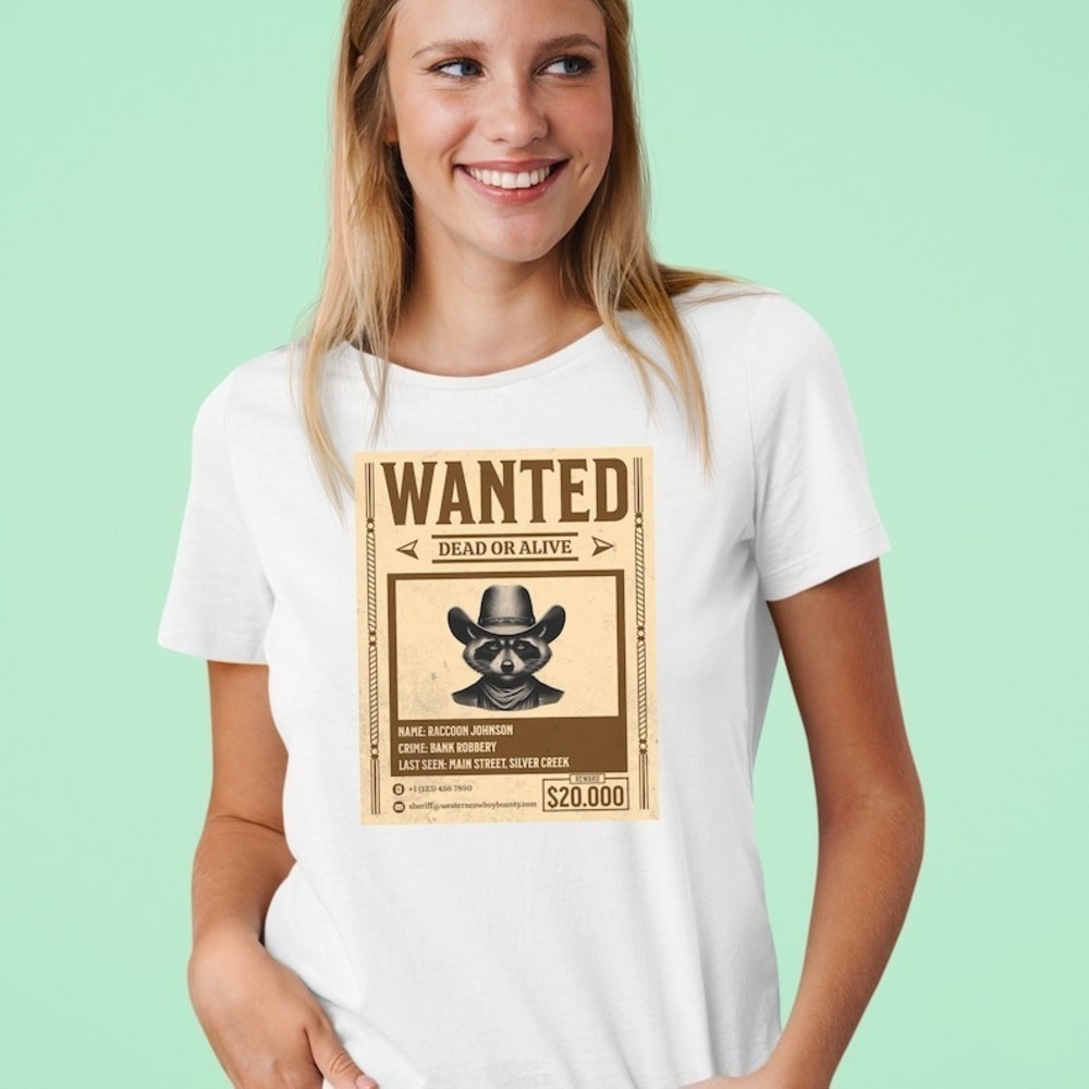 Wanted Raccoon Cowboy Outlaw Shirt